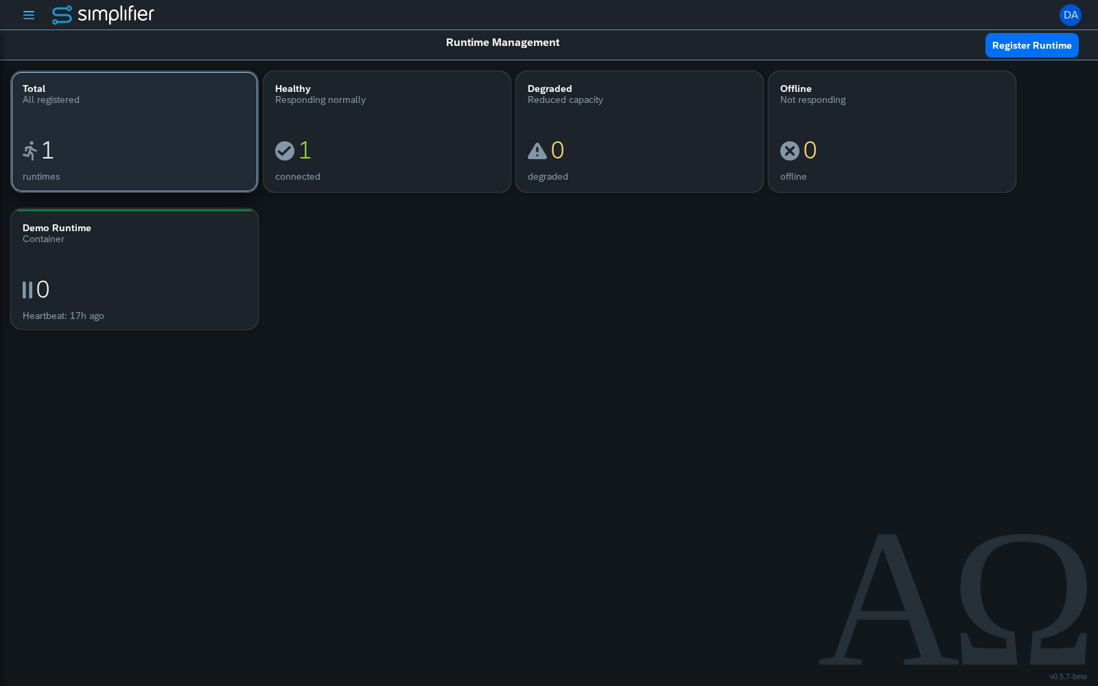Runtime health dashboard