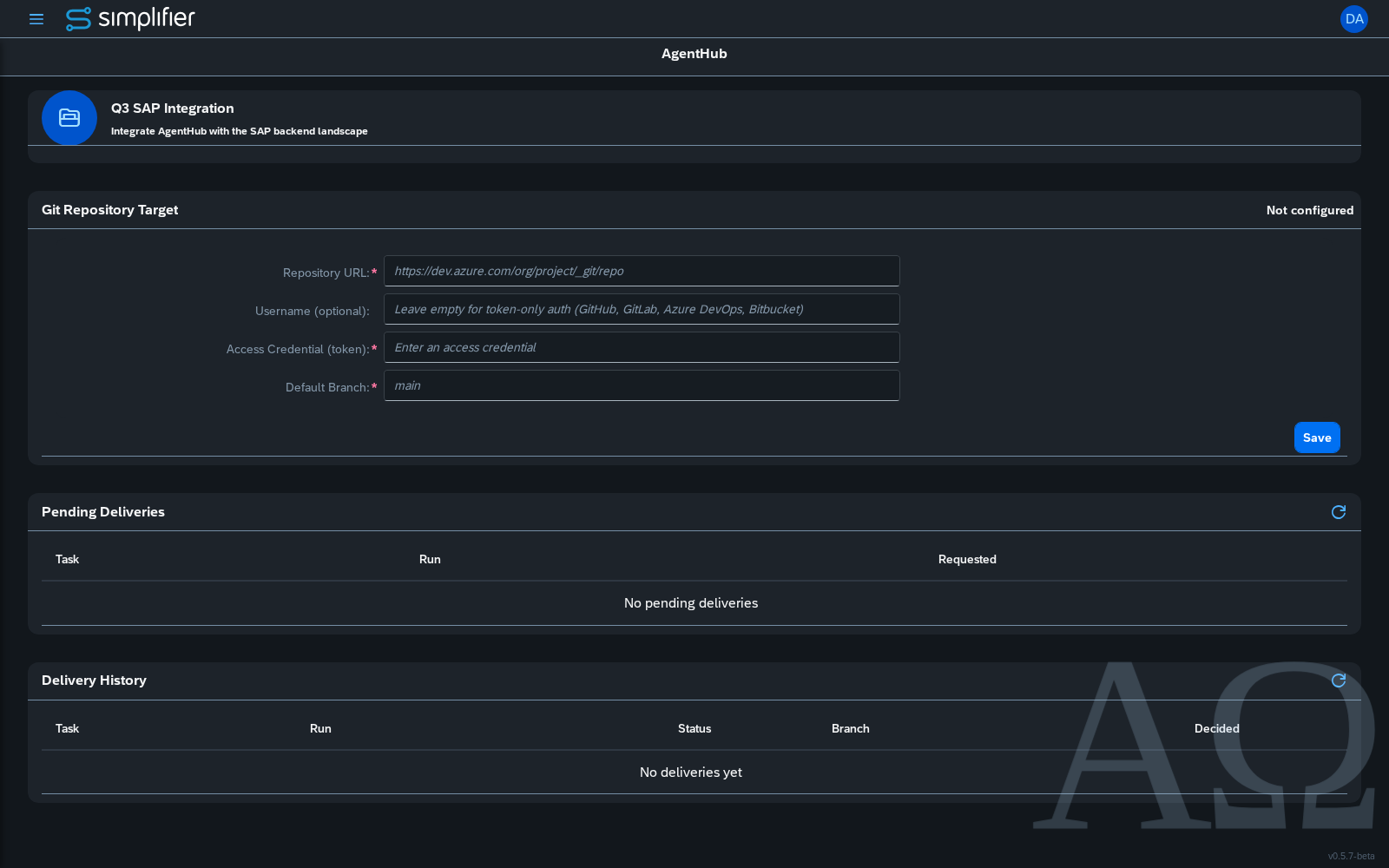 Git Repository Target configuration